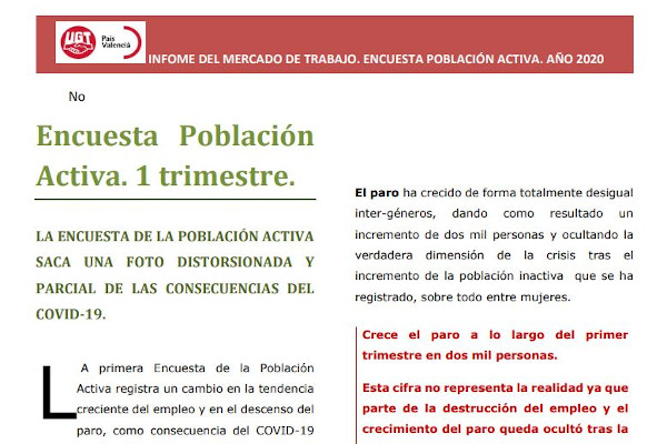 Informe EPA 1er trimestre 2020 Comunitat Valenciana