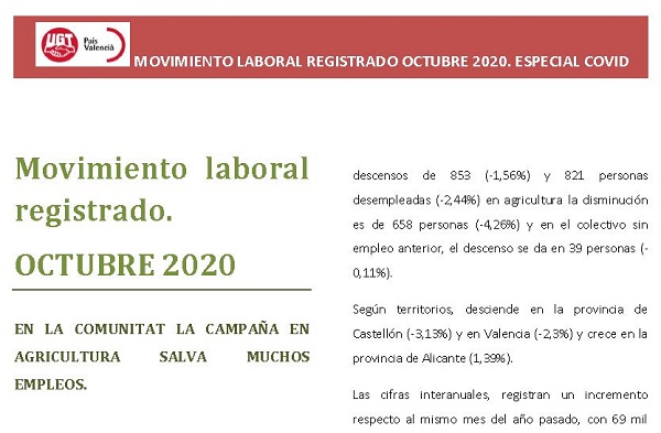 Informe del movimiento laboral registrado de octubre 2020