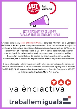 Campaña de Valencia Activa para las trabajadoras del hogar