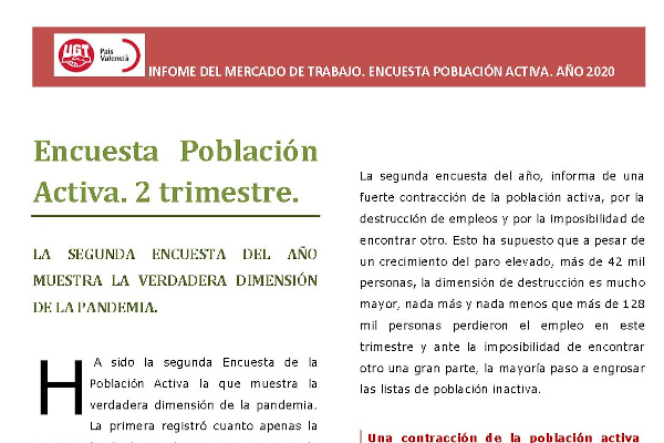 Informe EPA 2ª trimestre 2020 Comunitat Valenciana
