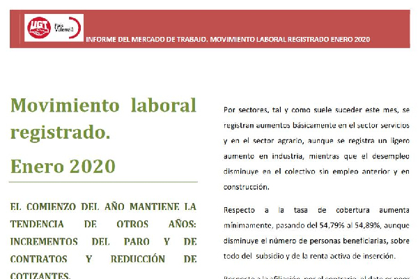Informe del movimiento laboral registrado de enero 2020